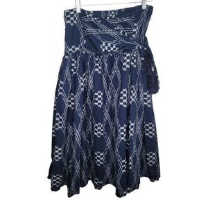 Soft Surroundings batik wrap belt full linen blend skirt PS petite Small